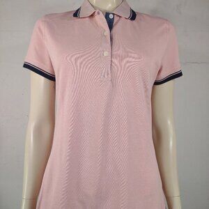 Guideboat Co. Reliance Garments pink blue short sleeve polo shirt ladies Medium